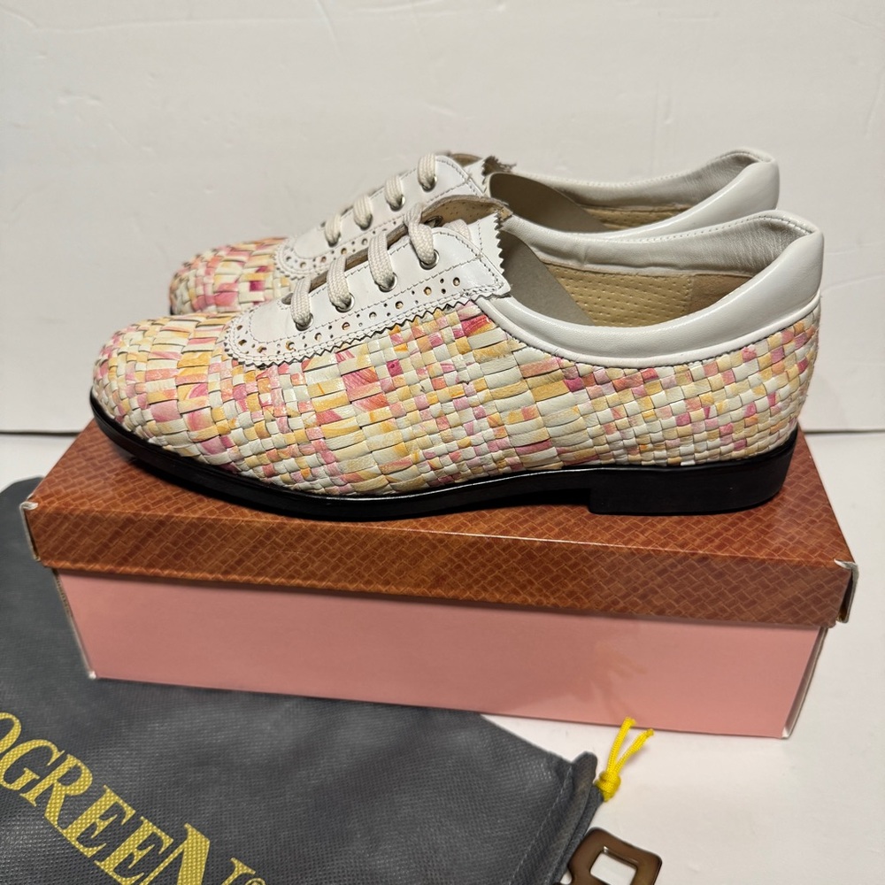 AEROGREEN Costa Pink and White Woven Golf Shoes RT 1100 Womens - Picture 7 of 9